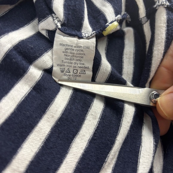 J Crew Mens M Navy White Stripe Short Sleeve Polo Shirt Cotton Jersey Golf - Picture 4 of 6